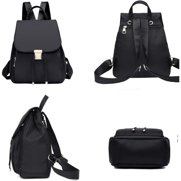 Mini Nylon Backpack for Women Lightweight Travel Purse Black Small Trendy Bag - Picture 7 of 7